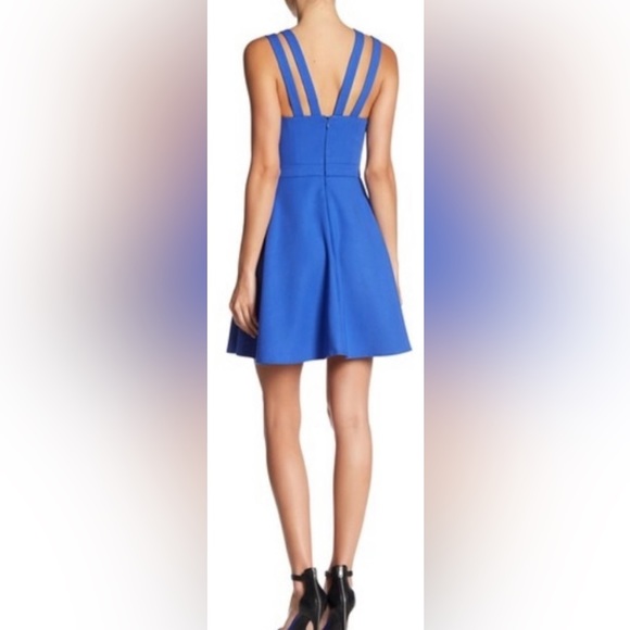 French Connection Whisper Light Double- Strap Royal Blue Fit & Flare Mini Dress - Picture 5 of 7
